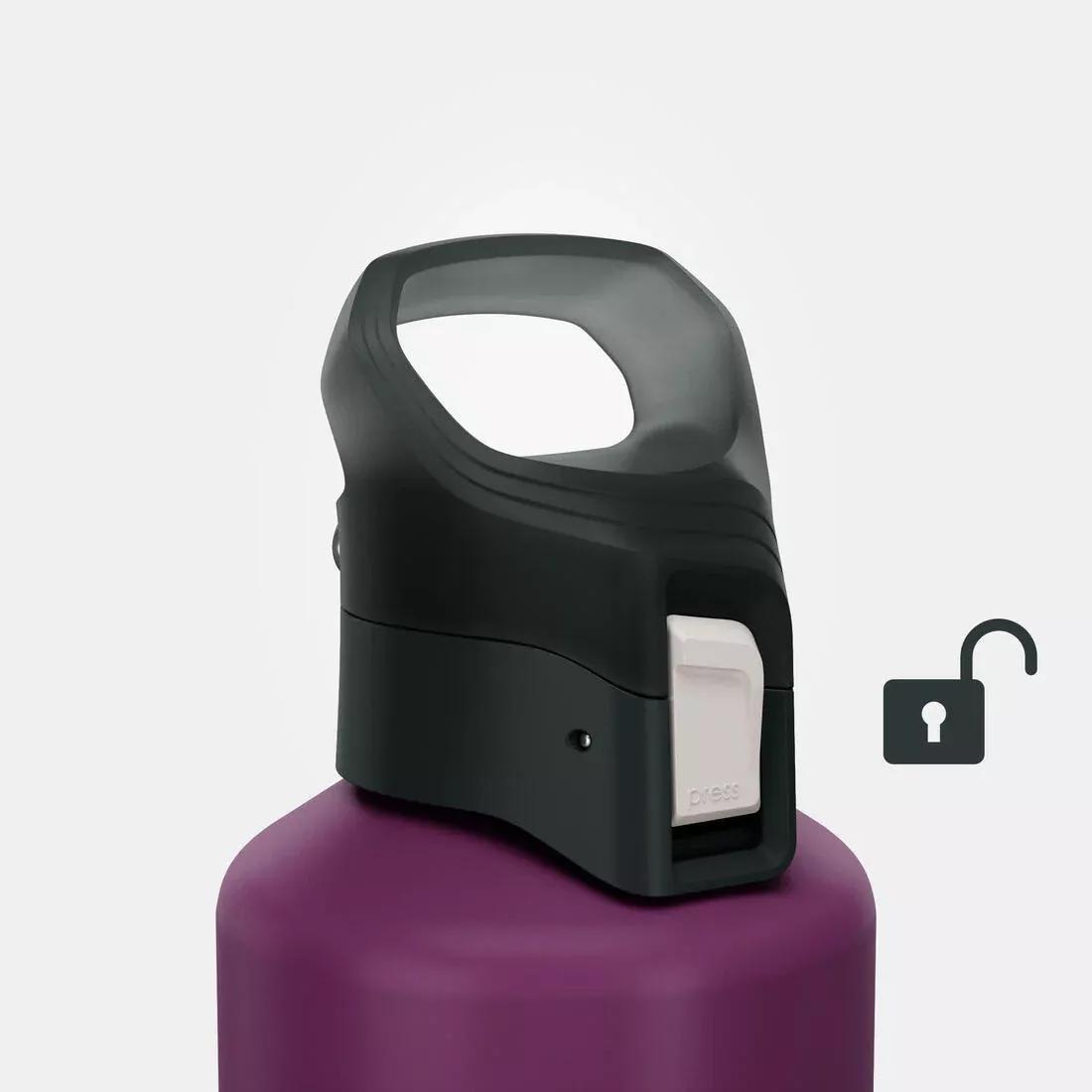 Quick-Open Cap 1 Litre Aluminium Hiking Flask - Mh500, Purple, No Color, large image number 12