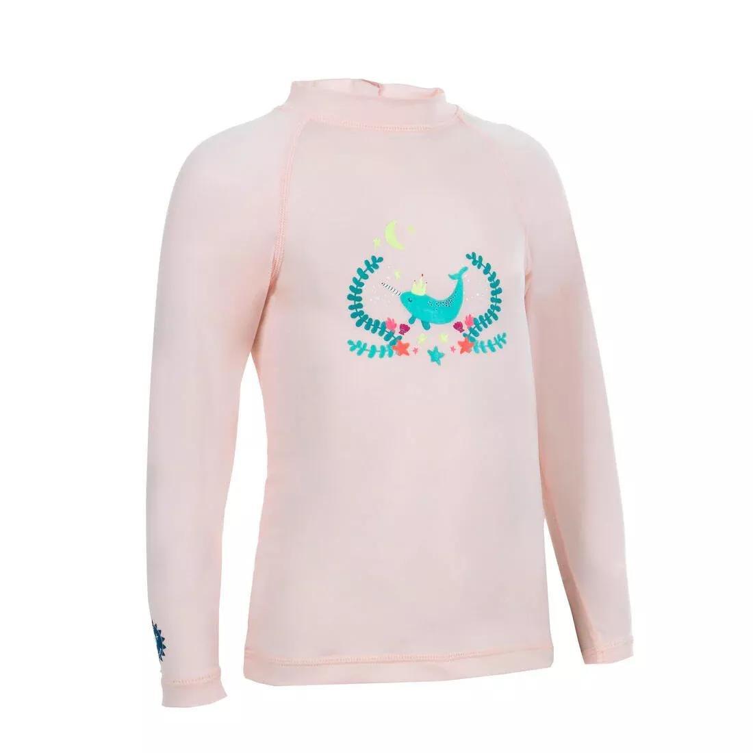 GirlsLong-Sleeve Uv-Protection T-Shirt, Fluo Pale Peach, , large image number 0