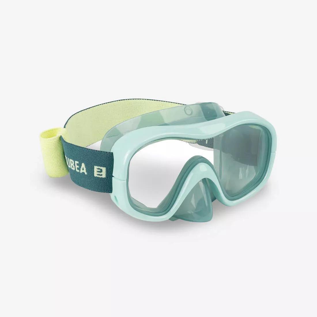 Unisex Kids Diving Mask - 100 Comfort Hazy, Green, , large image number 0