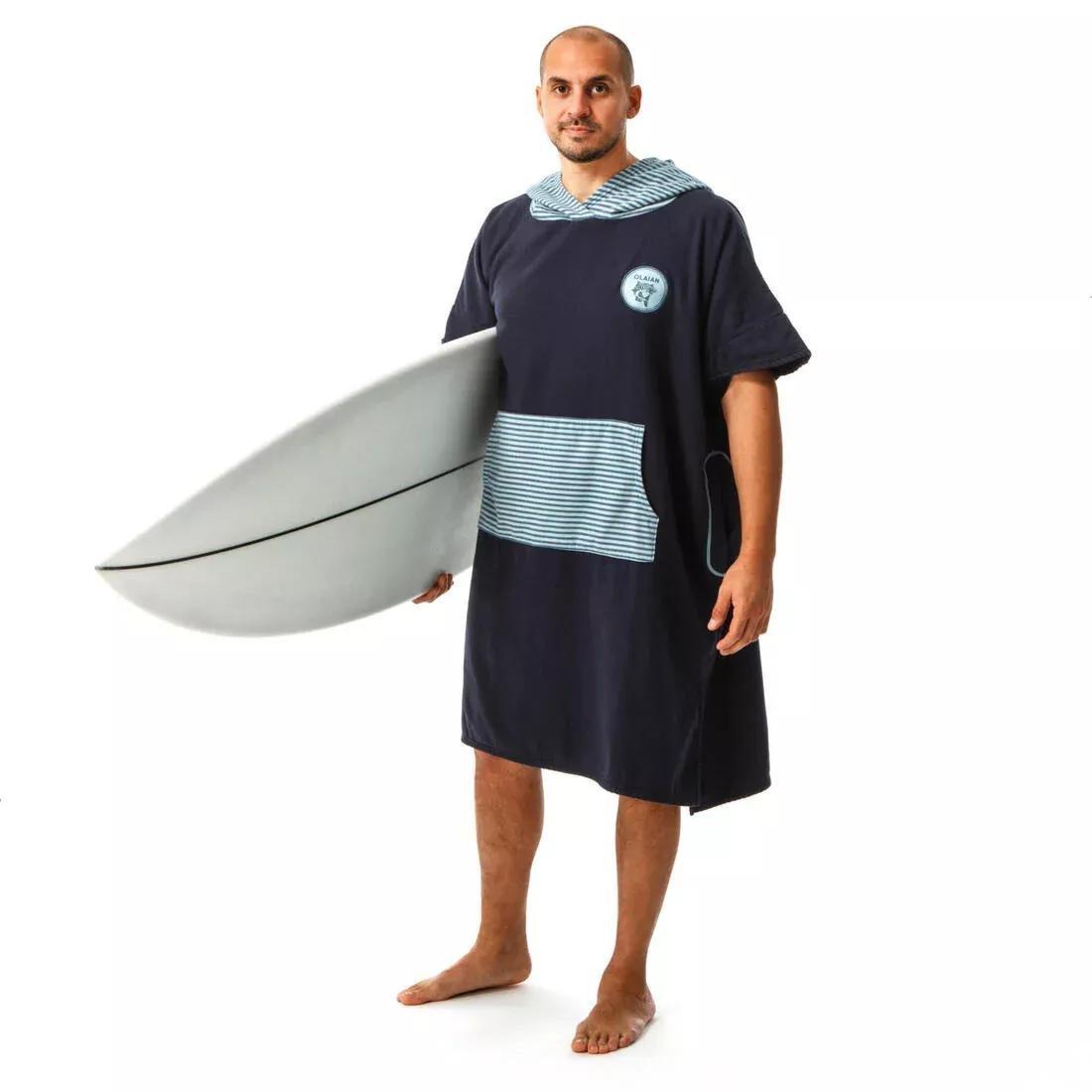 Adult Poncho Surfing500 Print Fish, Dark Blue, No Color, large image number 0