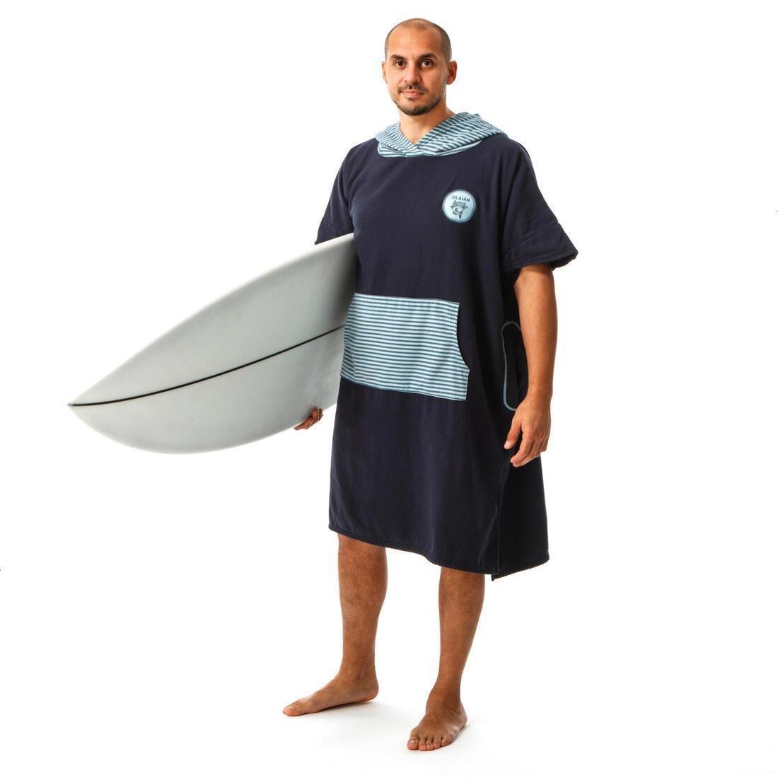 Adult Poncho Surfing500 Print Fish, Dark Blue, No Color, large image number 1