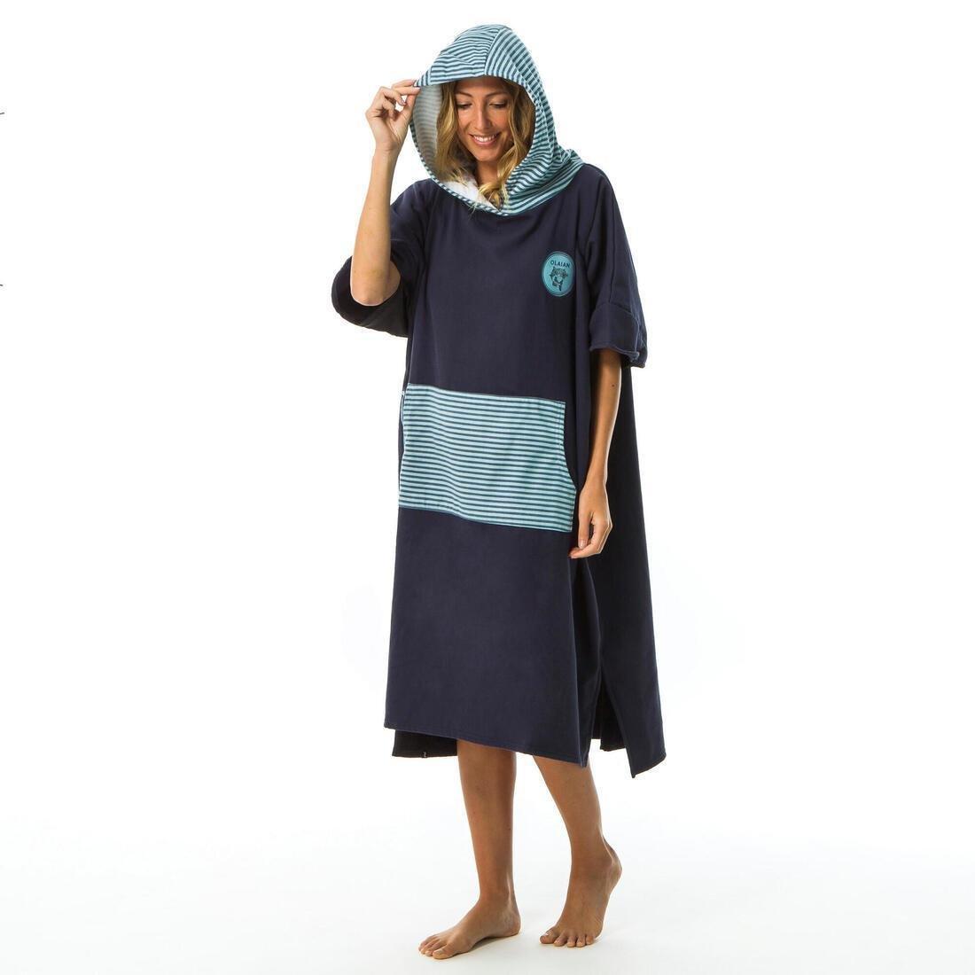 Adult Poncho Surfing500 Print Fish, Dark Blue, No Color, large image number 2
