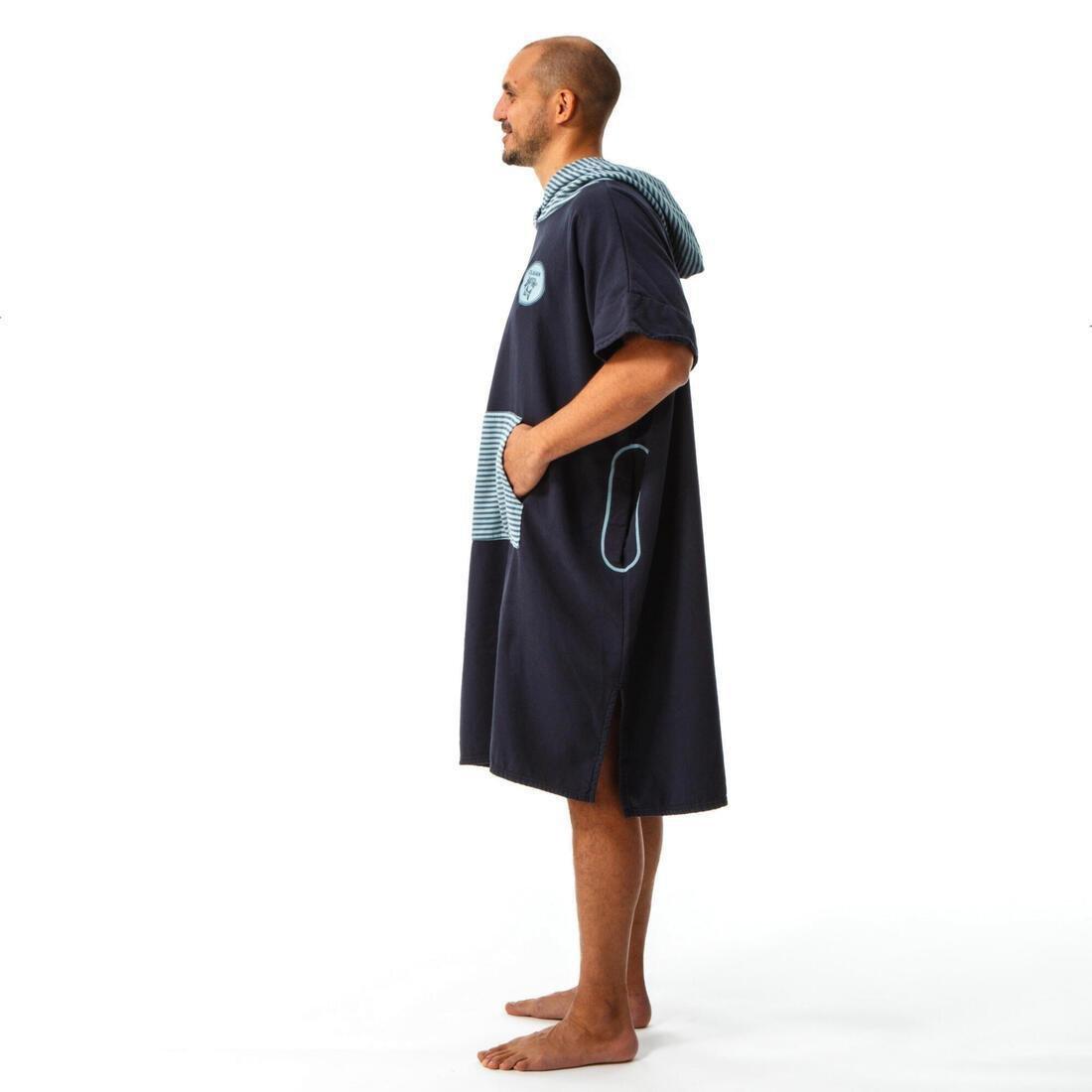 Adult Poncho Surfing500 Print Fish, Dark Blue, No Color, large image number 3