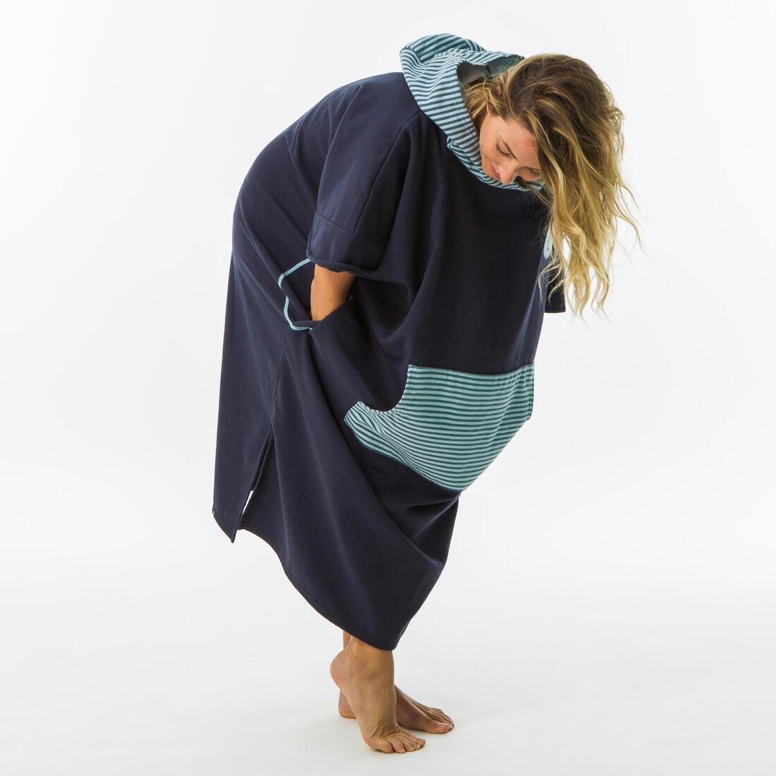 Adult Poncho Surfing500 Print Fish, Dark Blue, No Color, large image number 5