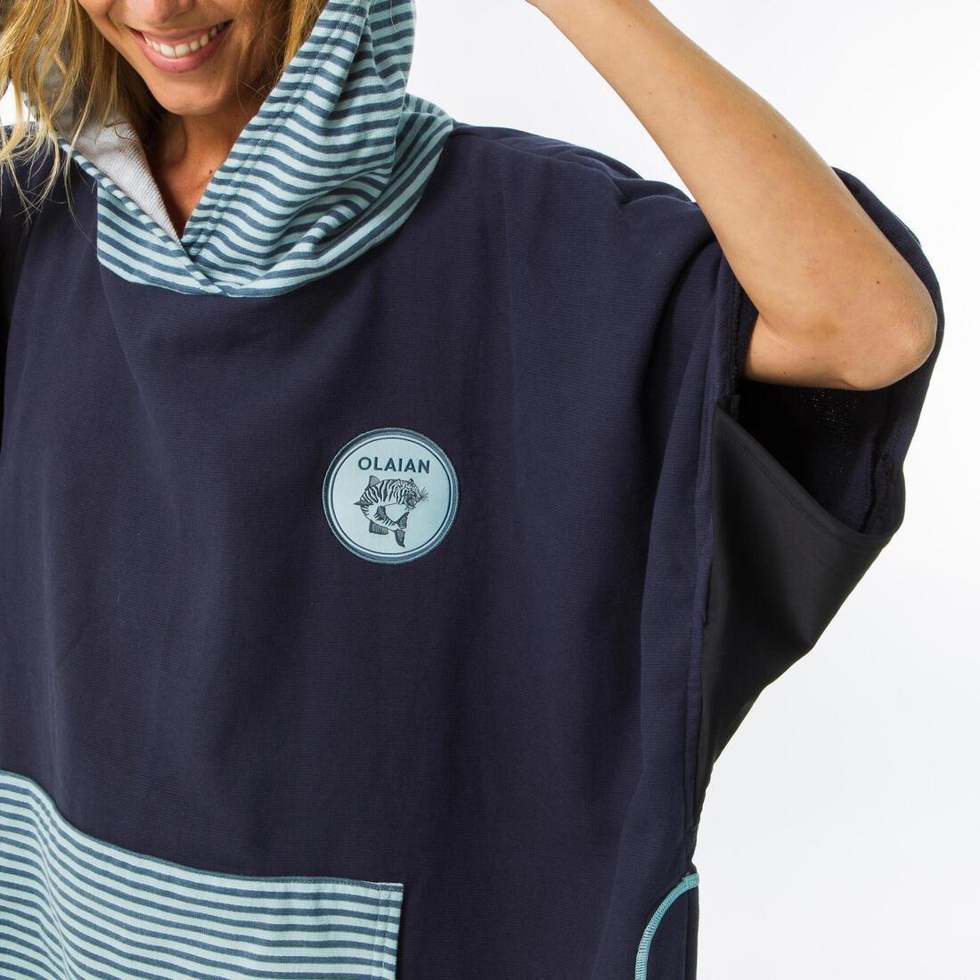 Adult Poncho Surfing500 Print Fish, Dark Blue, No Color, large image number 7