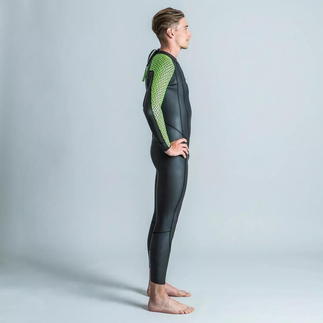 Men Open-Water Swimming Neoprene Wetsuit - OWS 500 2/2, Green, No Color, large image number 1