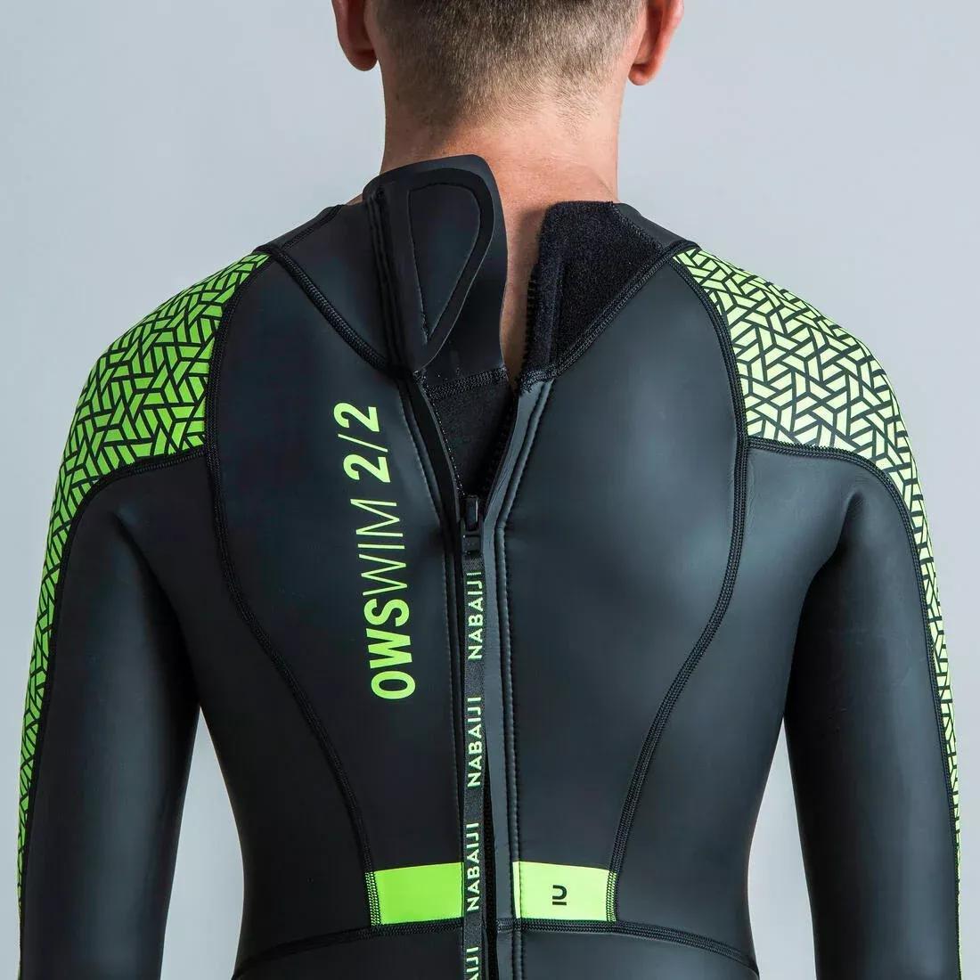 Men Open-Water Swimming Neoprene Wetsuit - OWS 500 2/2, Green, No Color, large image number 3