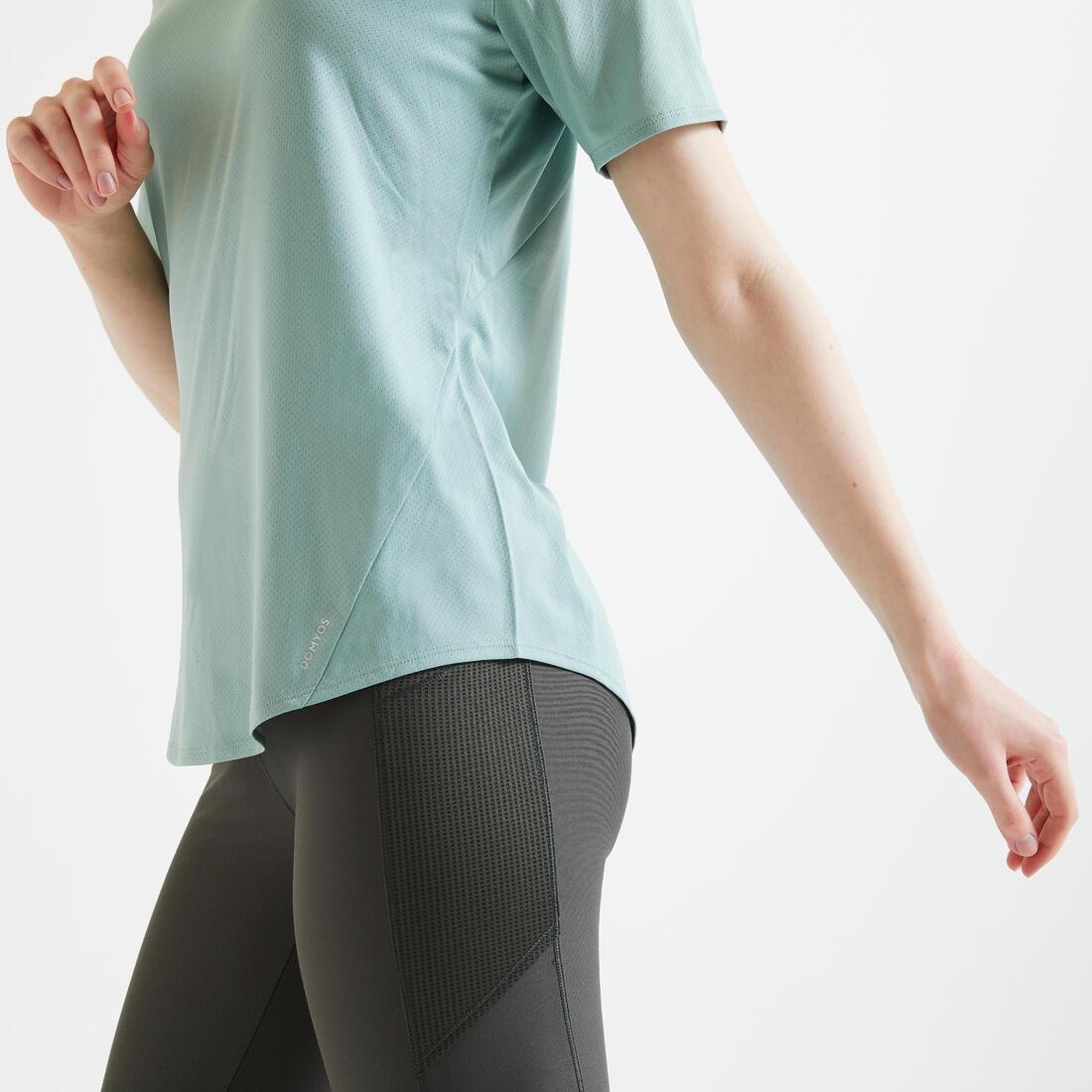 DOMYOS - Fitted Fitness T-Shirt, Verdigris