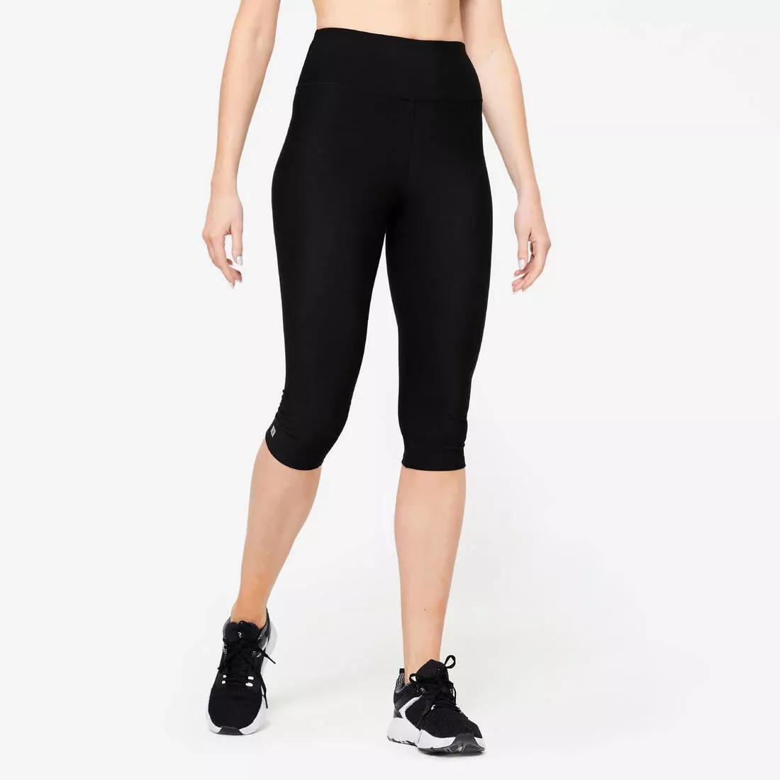 Fitness Cropped Bottoms, Black, No Color, large image number 0