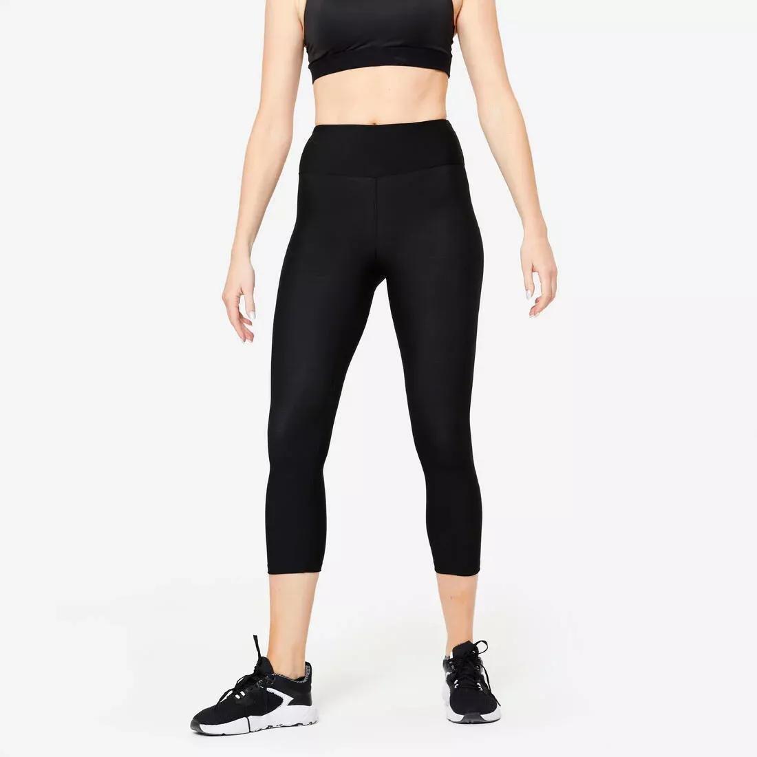 Women Fitness Cardio Cropped Leggings, Black, , large image number 0