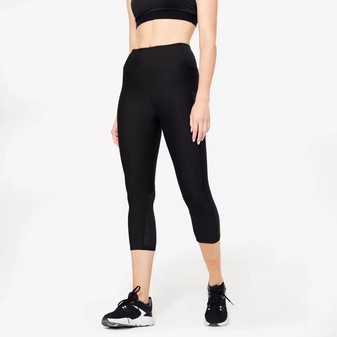 Women Fitness Cardio Short Leggings With Phone Pocket, Black