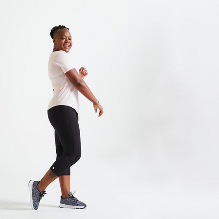 DOMYOS Women Fitness Cardio Short Leggings With Phone Pocket, Black