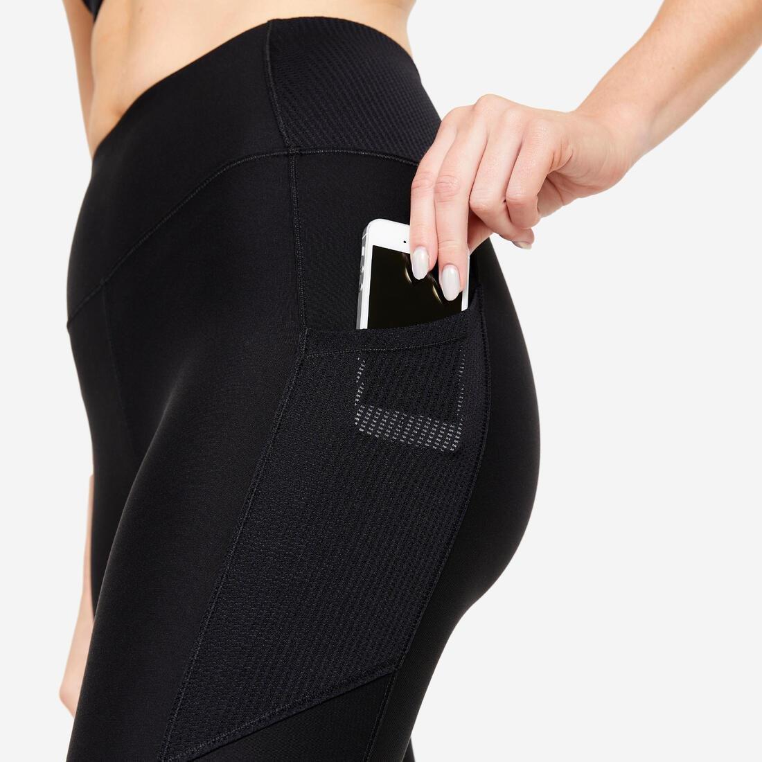 Women Fitness Cardio Short Leggings With Phone Pocket, Black, , large image number 3