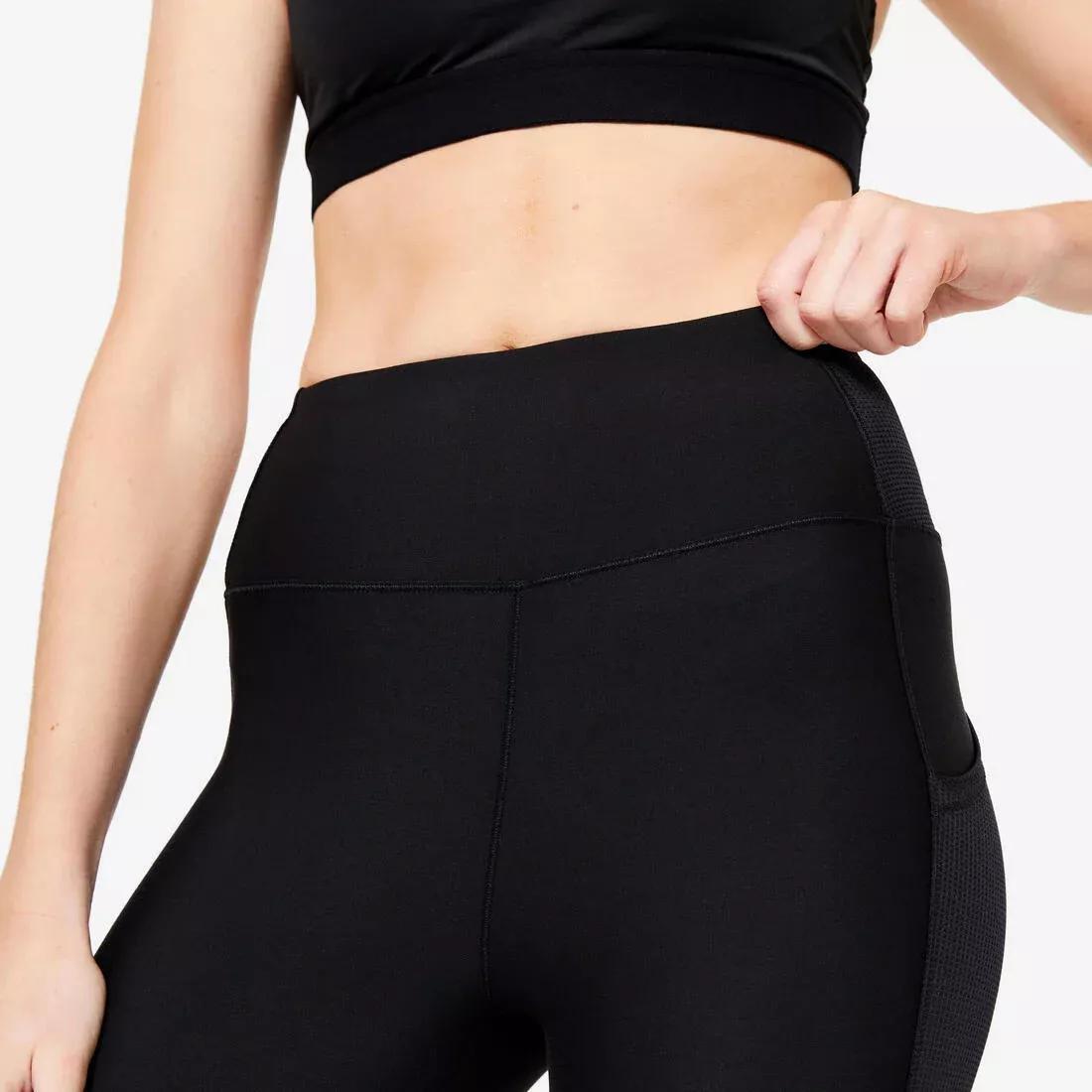 Women Fitness Cardio Short Leggings With Phone Pocket, Black, No Color, large image number 5
