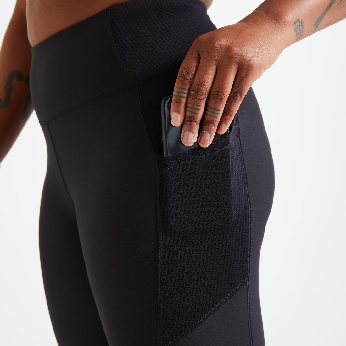 Women Fitness Cardio Short Leggings With Phone Pocket, Black, , large image number 10