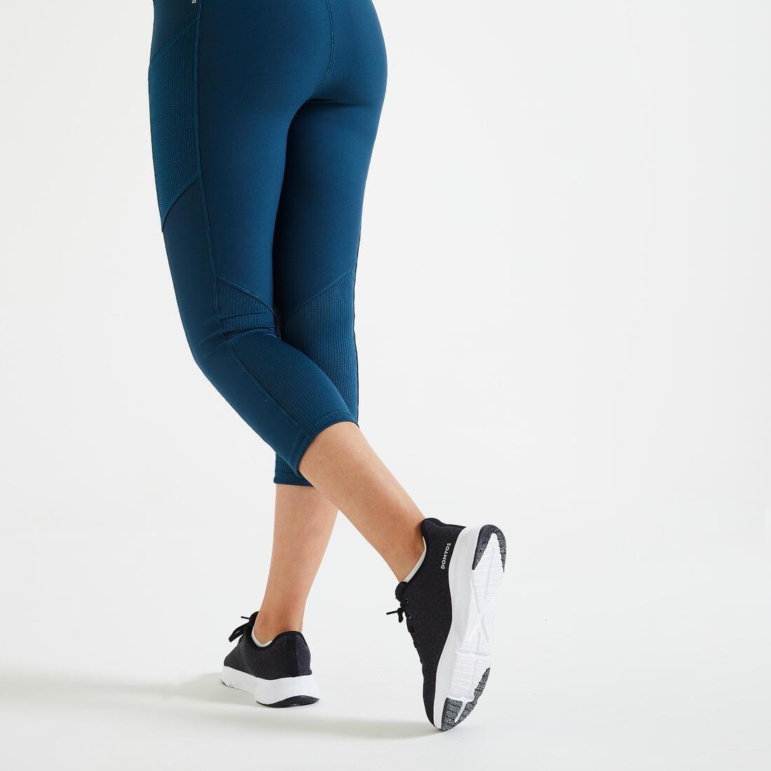 Short Fitness Leggings With Phone Pocket, Dark Petrol Blue, No Color, large image number 3