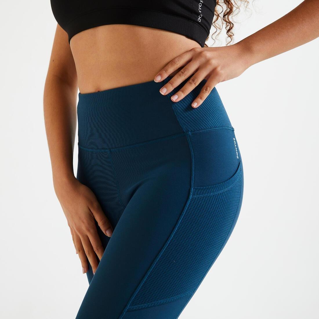 Short Fitness Leggings With Phone Pocket, Dark Petrol Blue, No Color, large image number 9