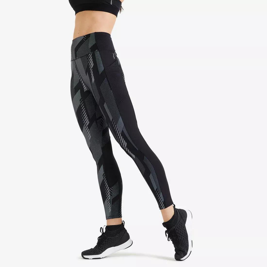 DOMYOS - Fitness Leggings With Phone Pocket, Grey