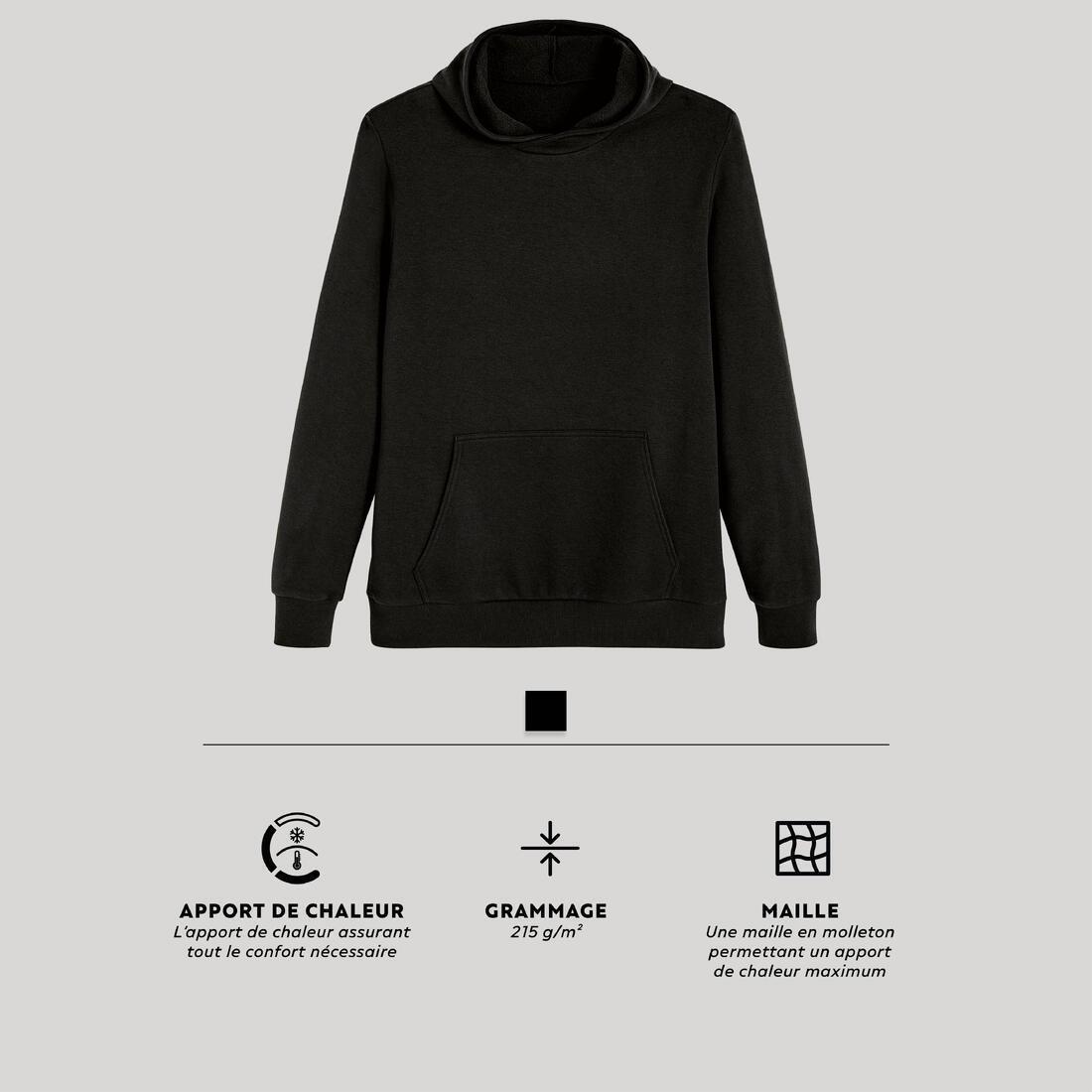 Fitness Hoodie With Kangaroo Pocket Pattern, Black, , large image number 2