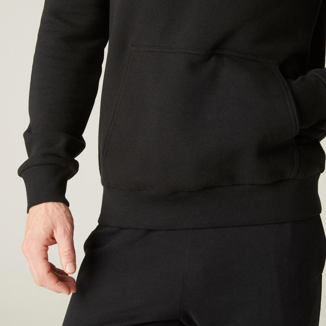 Fitness Hoodie With Kangaroo Pocket Pattern, Black, , large image number 9