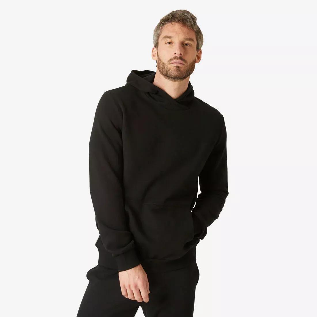 Fitness Hoodie With Kangaroo Pocket Pattern, Black, , large image number 12