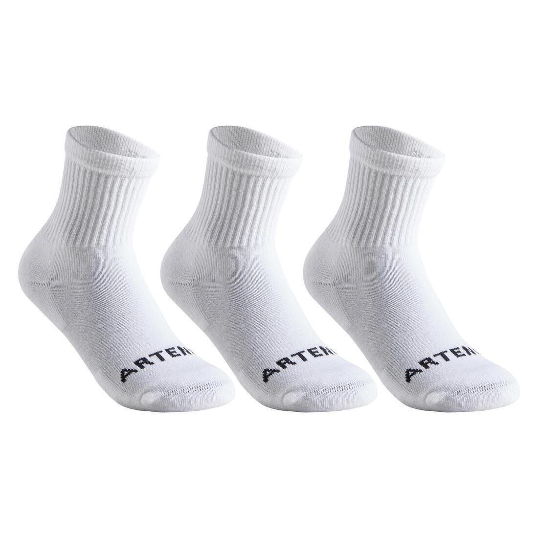 Kids' High Racket Sports Socks RS100 Tri-Pack, White, No Color, medium