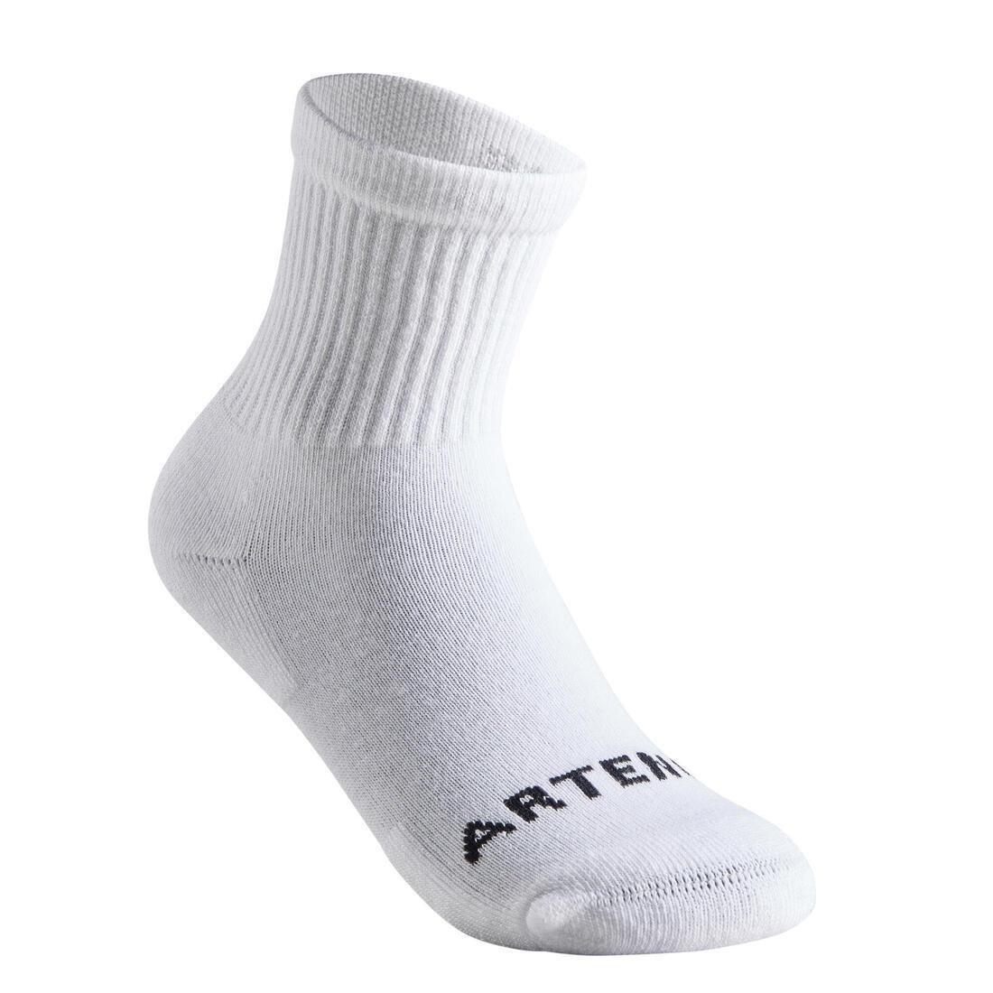 Kids' High Racket Sports Socks RS100 Tri-Pack, White, No Color, medium