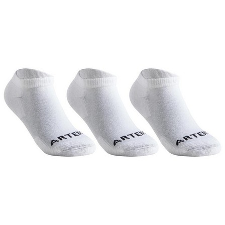 ARTENGO - Kids Low-Cut Racket Sports Socks RS100 Tri-Pack, Snow White
