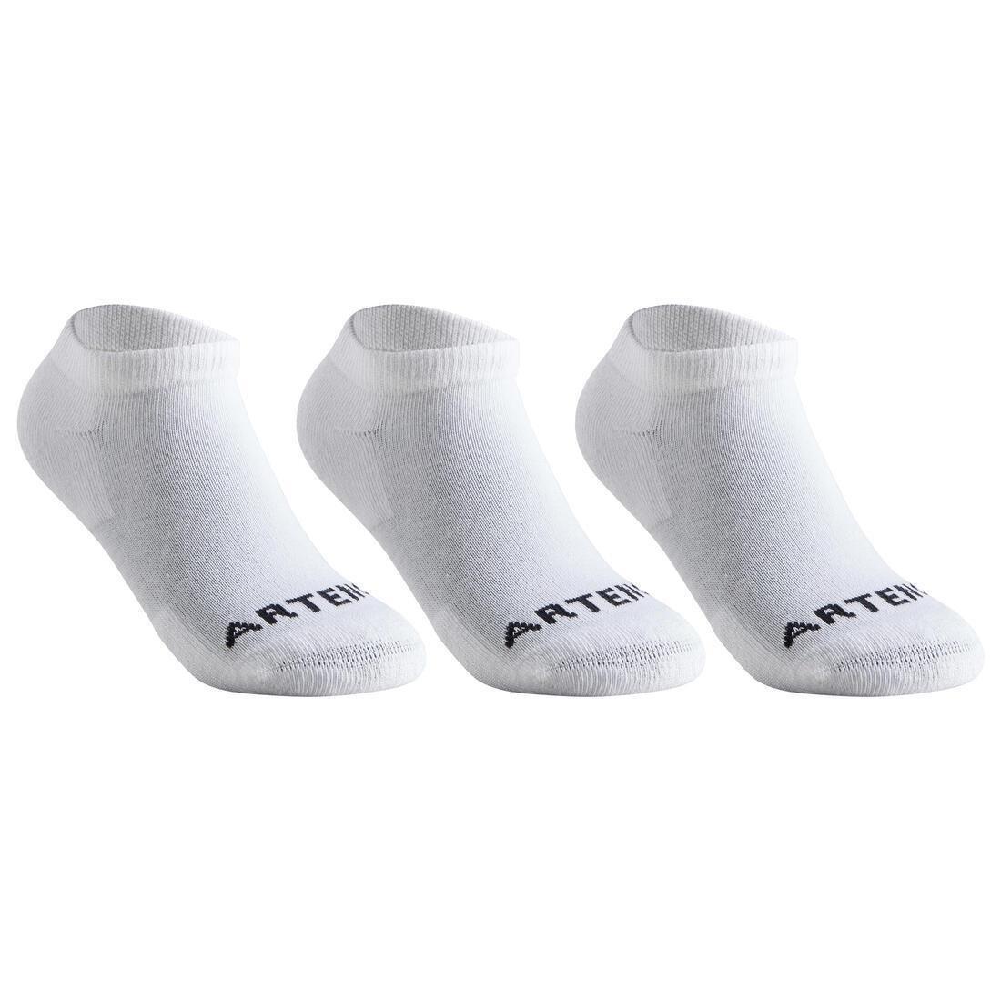 Kids Low-Cut Racket Sports Socks RS100 Tri-Pack, Snow White, No Color, medium