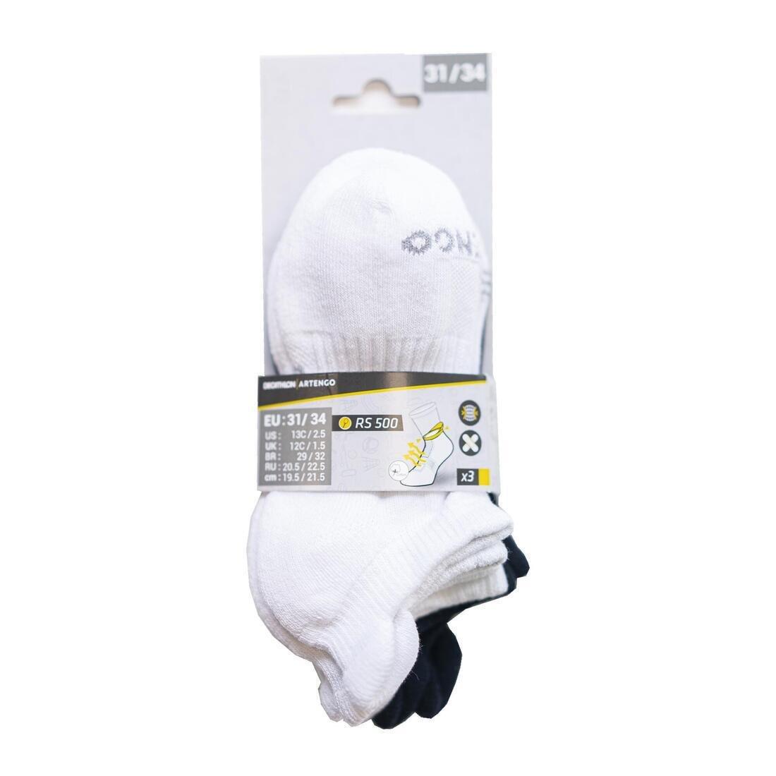 ARTENGO - Kids Low Tennis Socks Tri-Pack Rs 500, Black