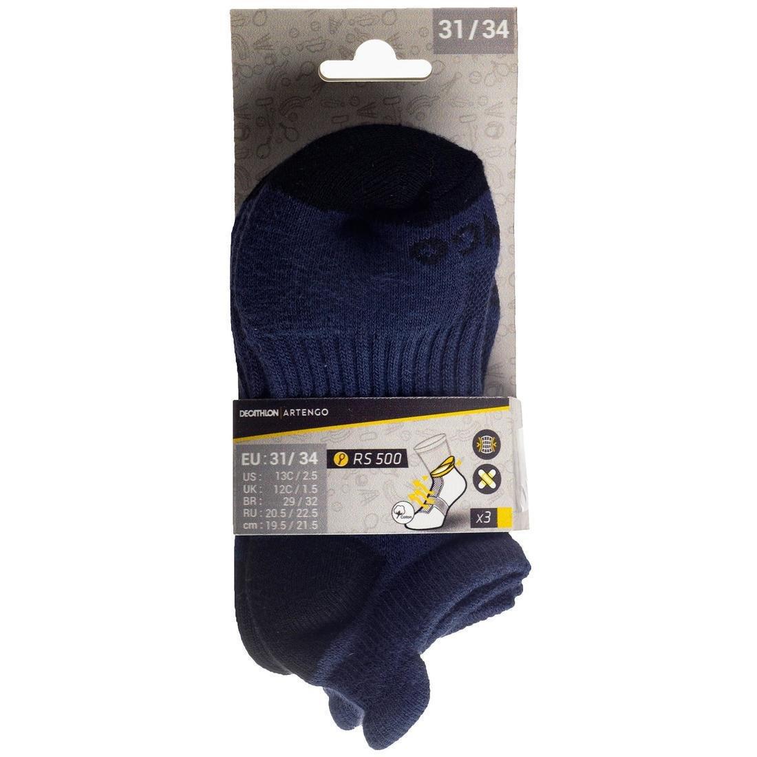 Kids Unisex Low Tennis Socks - Tri-Pack Rs 500, Black, , large image number 7