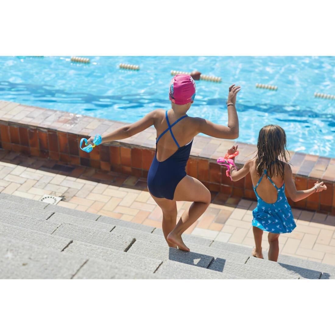 Girls'  1-Piece Swimming Swimsuit Lila Oto, Navy Blue, , large image number 6