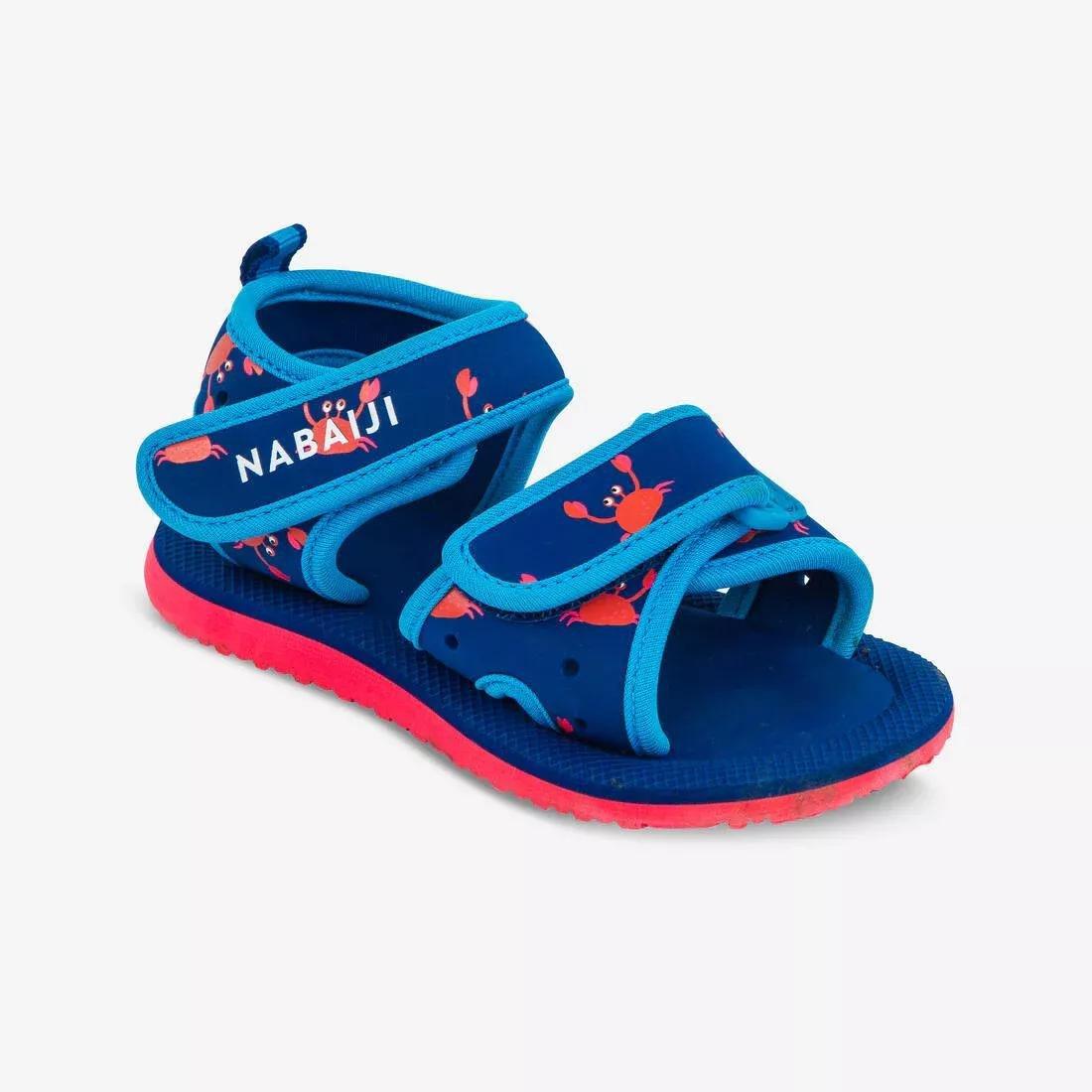 Baby swimming Sandals - flamingo print, Deep Blue, No Color, medium