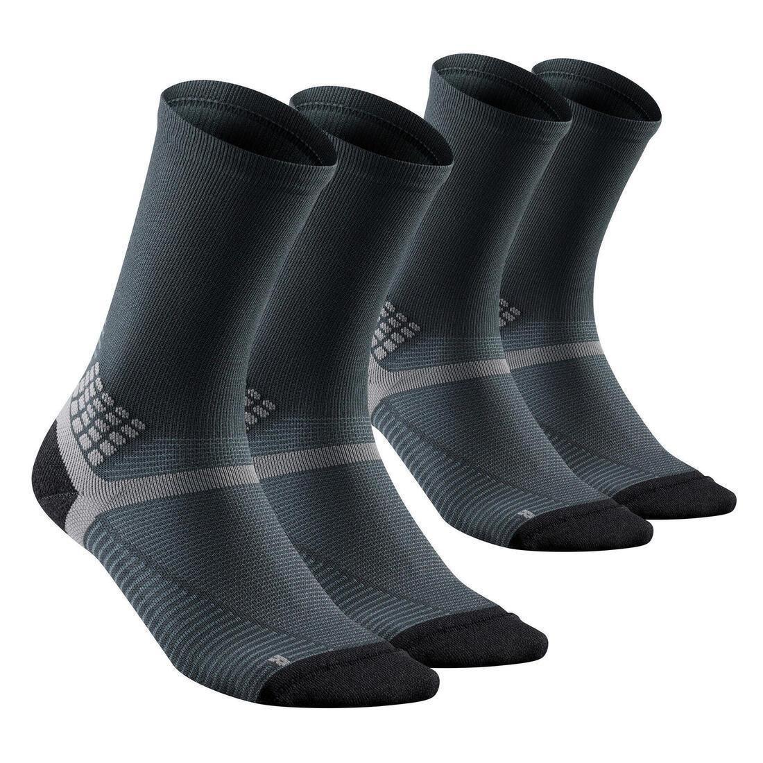 Hiking Socks - Mh500 High X2 Pairs, Carbon Grey, No Color, medium
