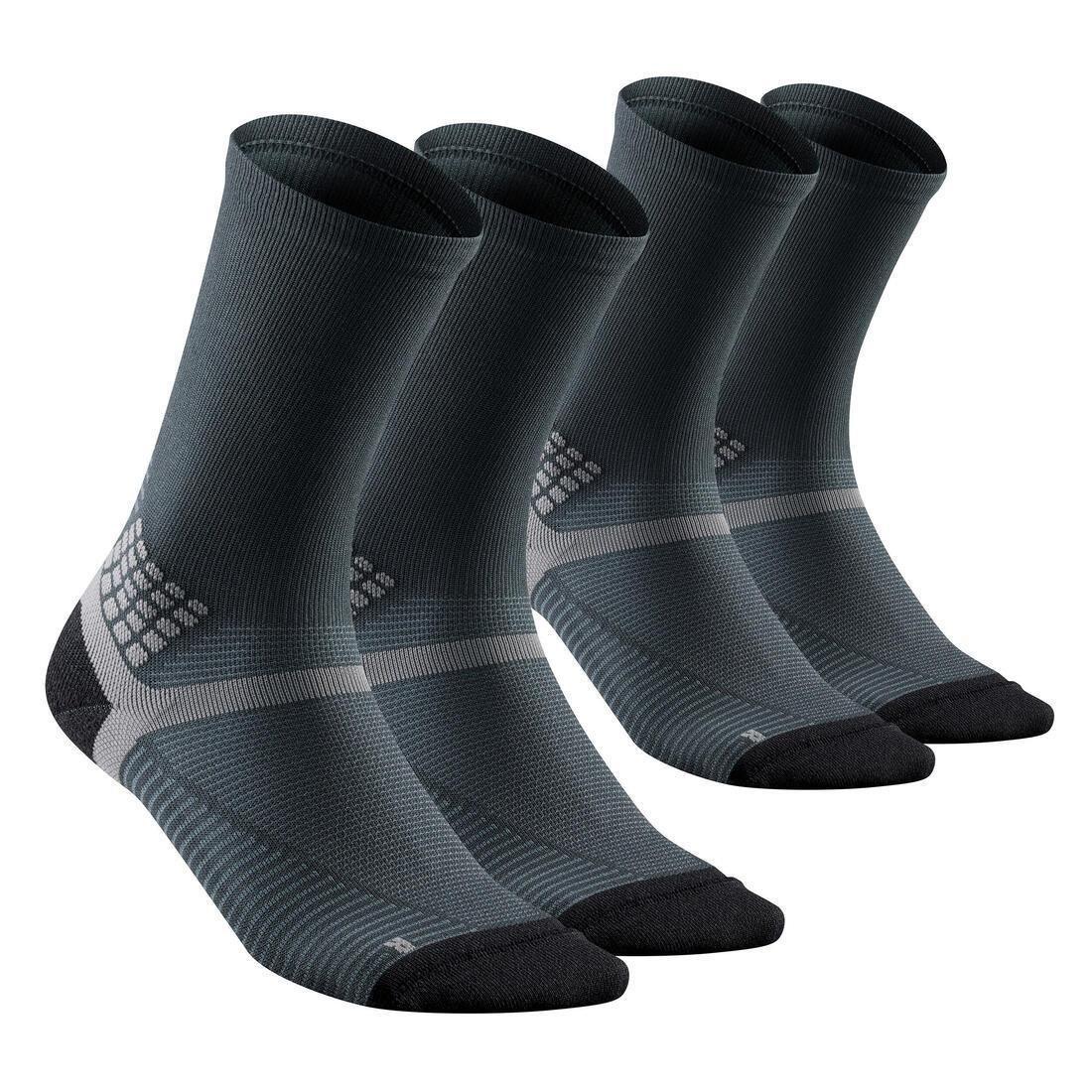 Hiking Socks - Mh500 High X2 Pairs, Carbon Grey, No Color, medium