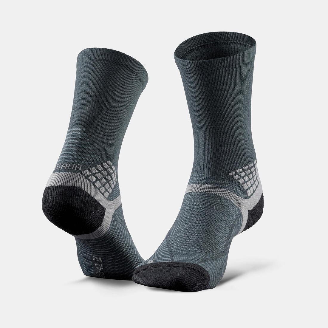 QUECHUA - Hiking Socks - Mh500 High X2 Pairs, Carbon Grey