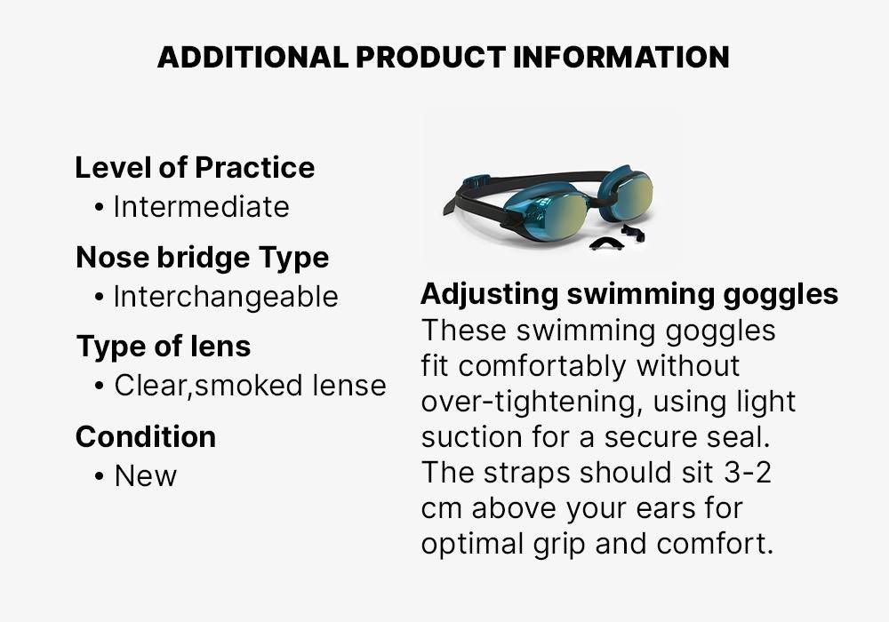 Swimming Goggles Bfit Mirror Lenses - Blue/Black, No Color, large image number 16