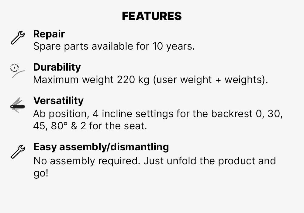 Folding Incline Decline Abs Weight Training Bench 500, No Color, medium