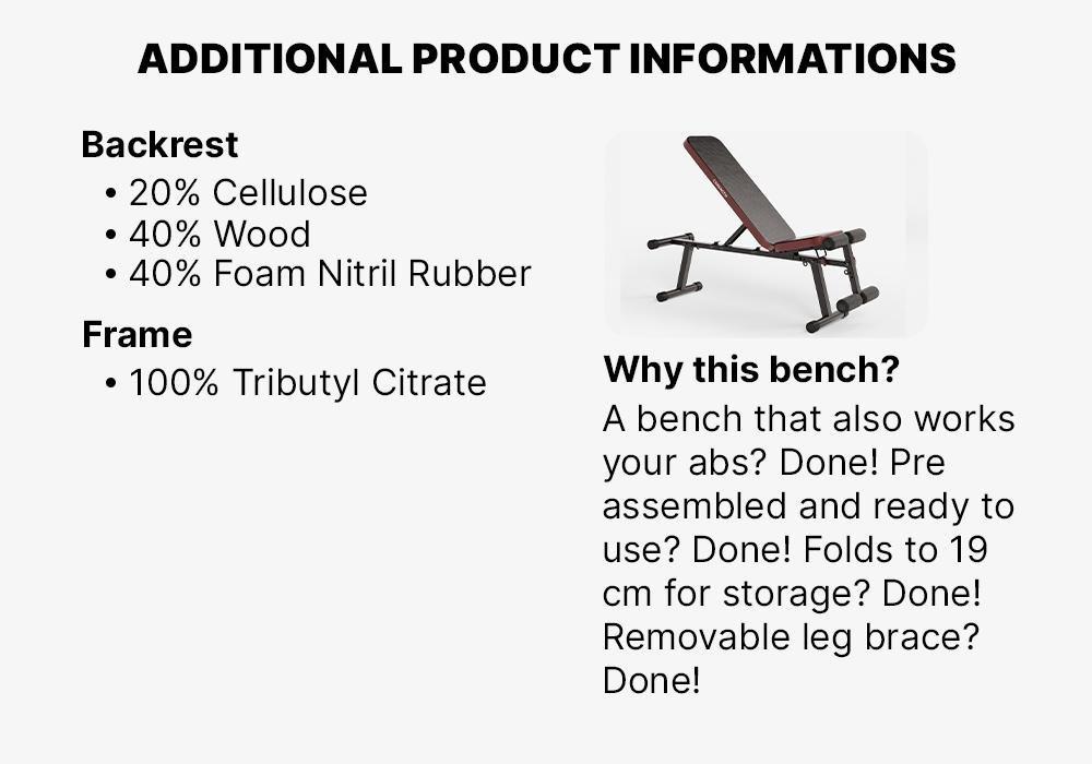 Folding Incline Decline Abs Weight Training Bench 500, No Color, medium