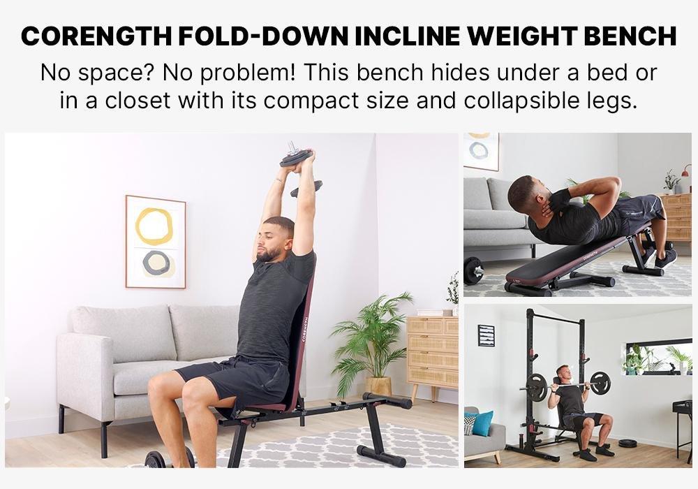 Folding Incline Decline Abs Weight Training Bench 500, No Color, medium