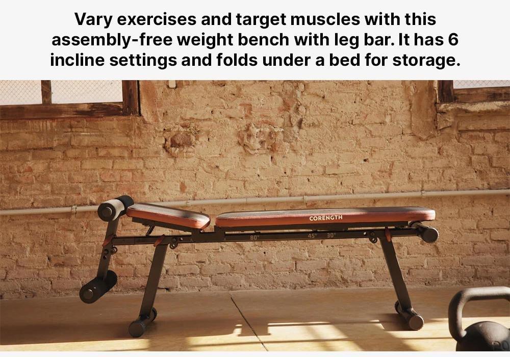 Folding Incline Decline Abs Weight Training Bench 500, No Color, medium