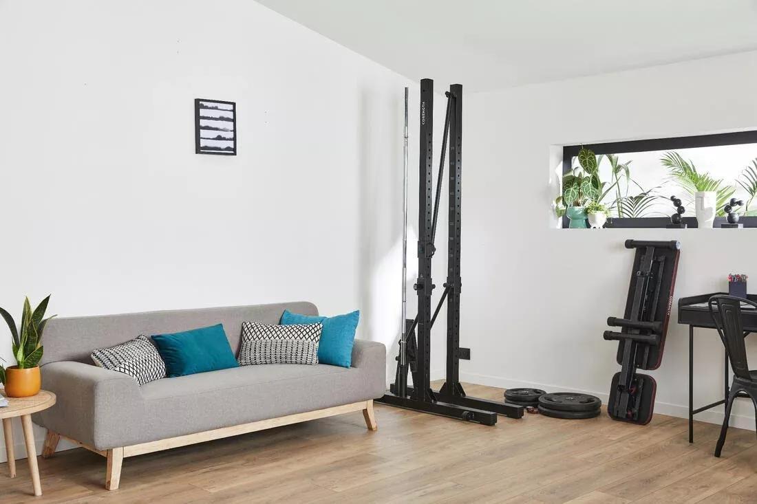 Fold-Down/Retractable Squat, Bench And Pull-Up Weight Training Rack - 500, No Color, large image number 6
