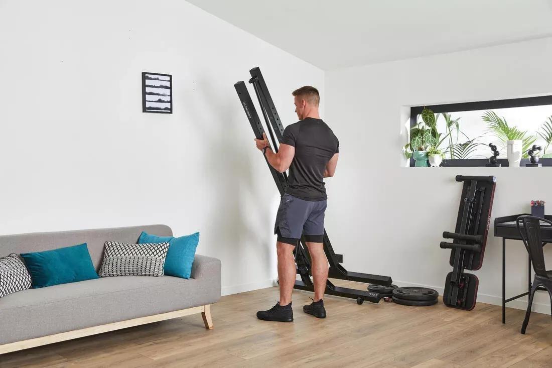 Fold-Down/Retractable Squat, Bench And Pull-Up Weight Training Rack - 500, No Color, large image number 8