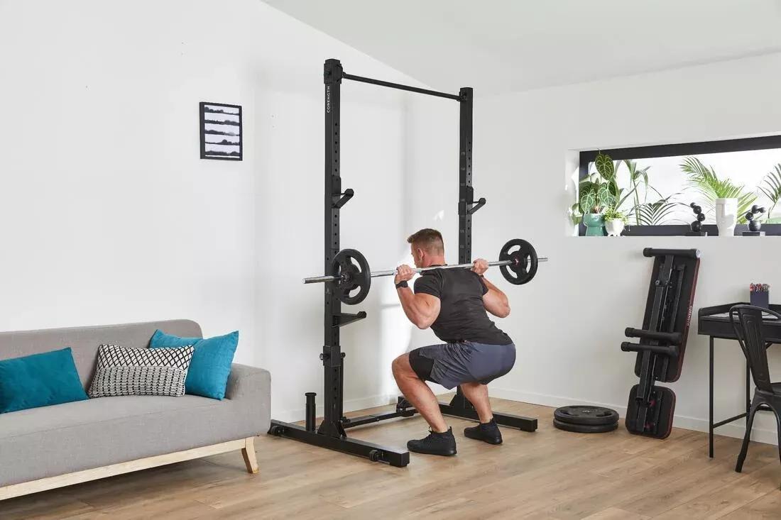 Fold-Down/Retractable Squat, Bench And Pull-Up Weight Training Rack - 500, No Color, large image number 9