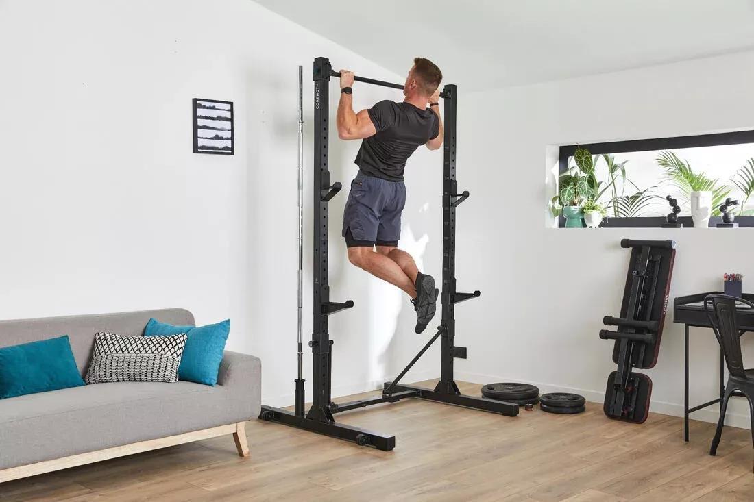 Fold-Down/Retractable Squat, Bench And Pull-Up Weight Training Rack - 500, No Color, large image number 10