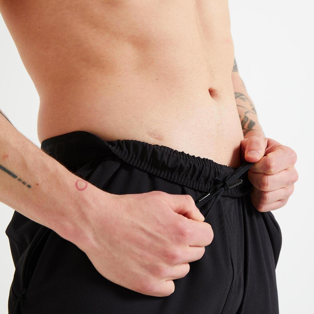 Men Breathable Slim-Fit Performance Fitness Bottoms, Black, , large image number 2