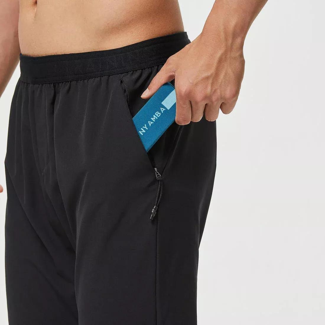 Men Breathable Slim-Fit Performance Fitness Bottoms, Black, , large image number 8