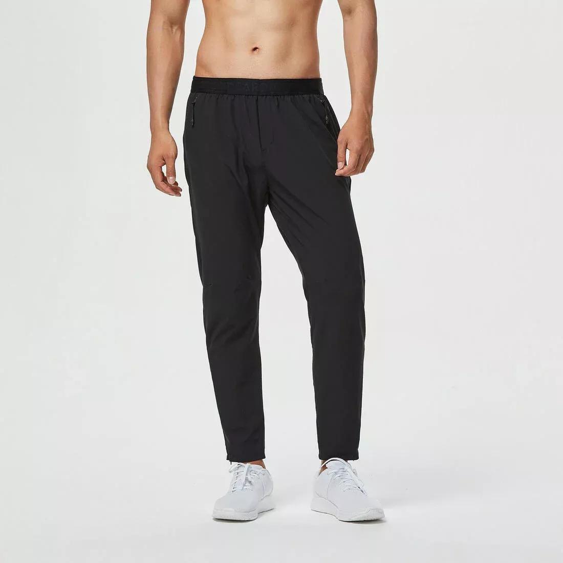 Men Breathable Slim-Fit Performance Fitness Bottoms, Black, , large image number 10