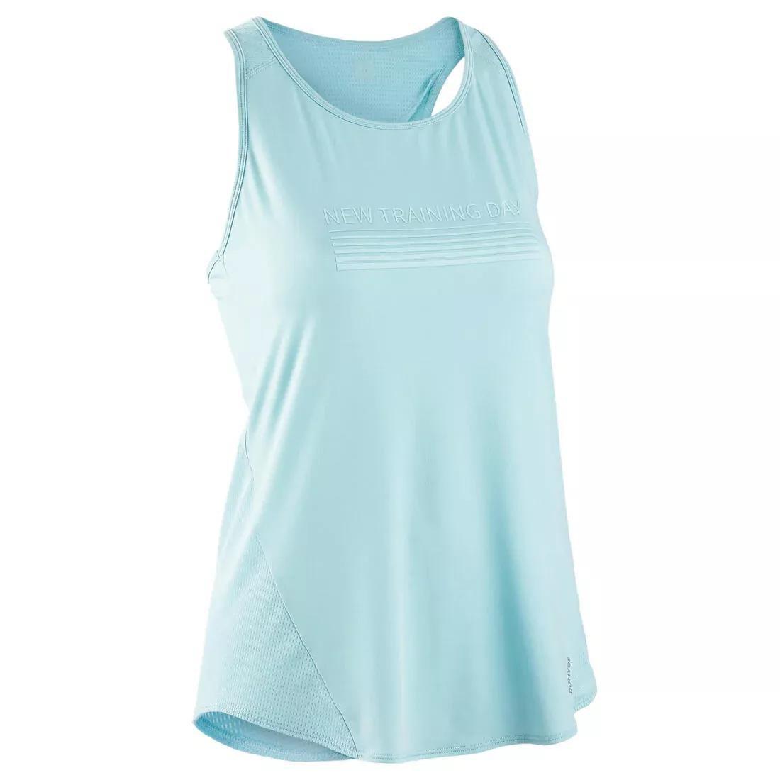 DOMYOS - Energy Womens Printed Cardio Fitness Tank Top, Blue