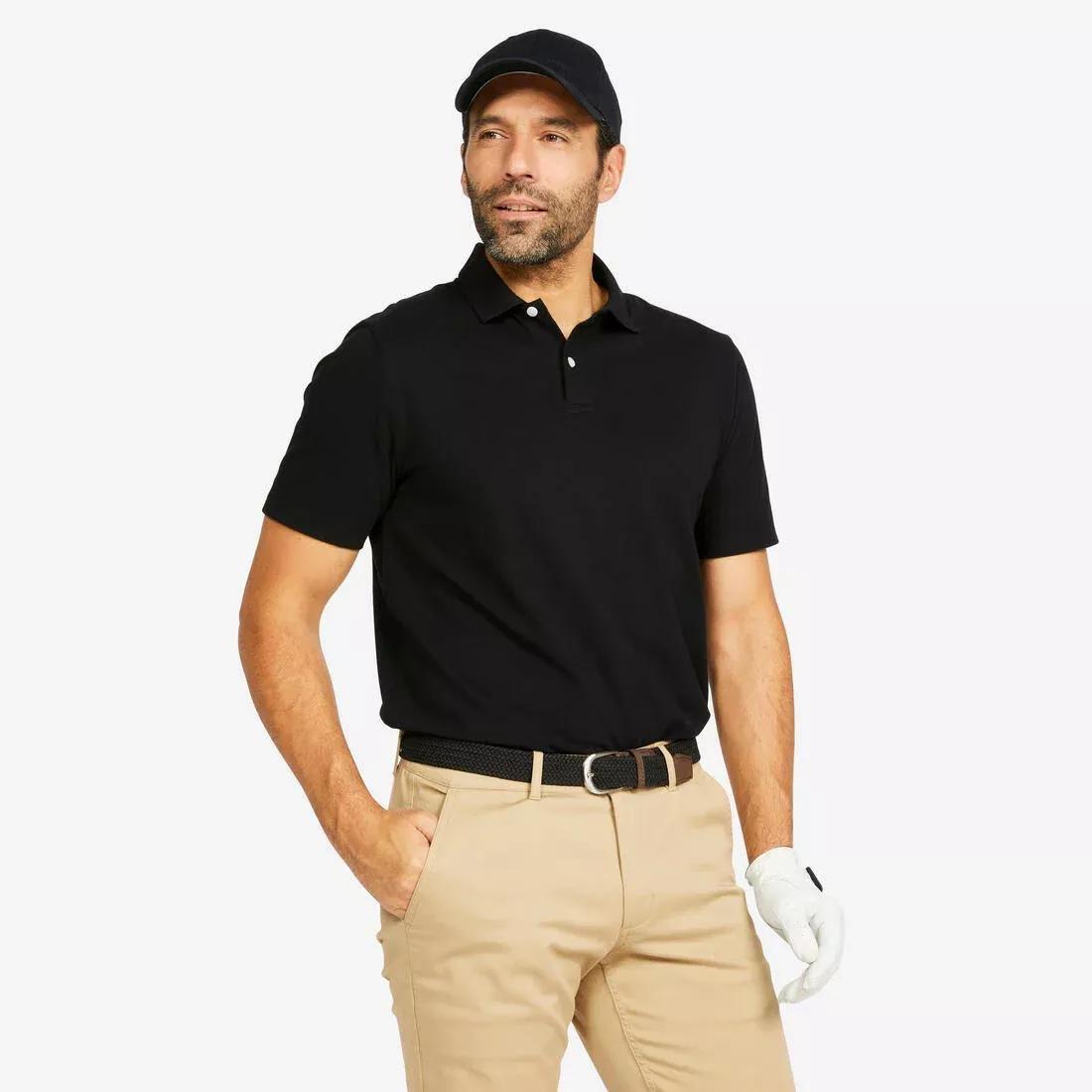 Men Golf 100% Cotton Short-Sleeved Polo Shirt - Mw100, Black, , medium